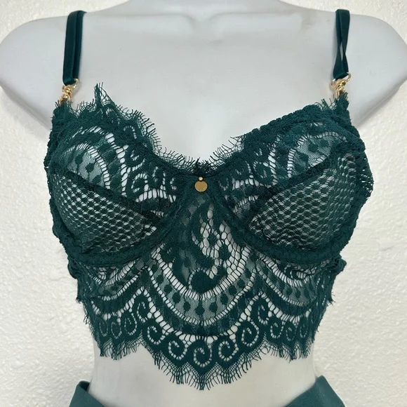 Gooseberry intimates full on glam bra and panty set lingerie emerald green - Picture 8 of 16